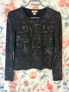 Vintage REQUEST Black Long Sleeve Graphic 'LOVE' Top